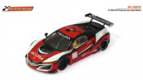 Slotcar 1:32 analog SCALEAUTO NSX GT3 Cup Kit Red/White m.Racing R T3 Anglewinder-Chassis