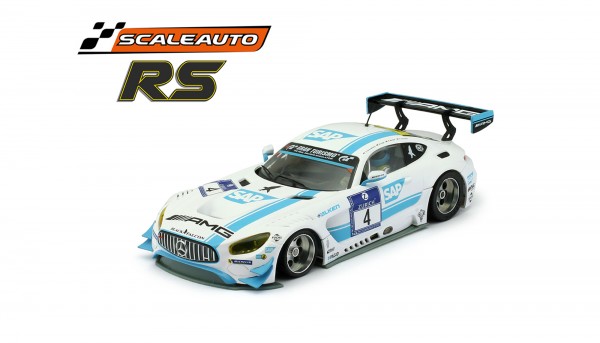 Slotcar 1:32 analog SCALEAUTO MBA GT3 Nürburgring 2016 No. 4 m.Racing RS Supersport 25° Anglewinder-Chassis u.Tuningzubehör