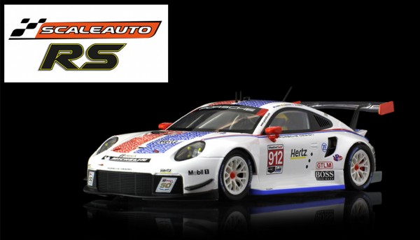 Slotcar 1:32 analog SCALEAUTO P991.2 GT3 Daytona 2019 No. 912 m.Racing RS Supersport 25° Anglewinder-Chassis u.Tuningzubehör